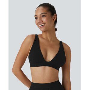 Halara High Stretch Lounge Bra Sz Large Womens Black Adjustable Straps